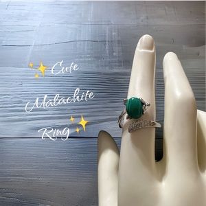 ✨Cute Natural Malachite 🦊 .925 Sterling Silver Ring✨
